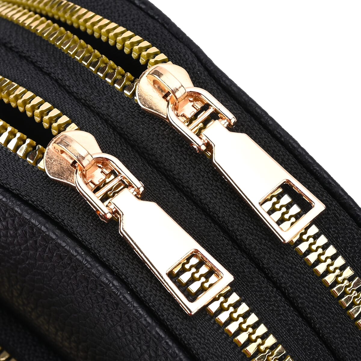 Black Faux Leather Crossbody Bag (6.6"x7.8"x2.5") with Adjustable Shoulder Strap image number 3