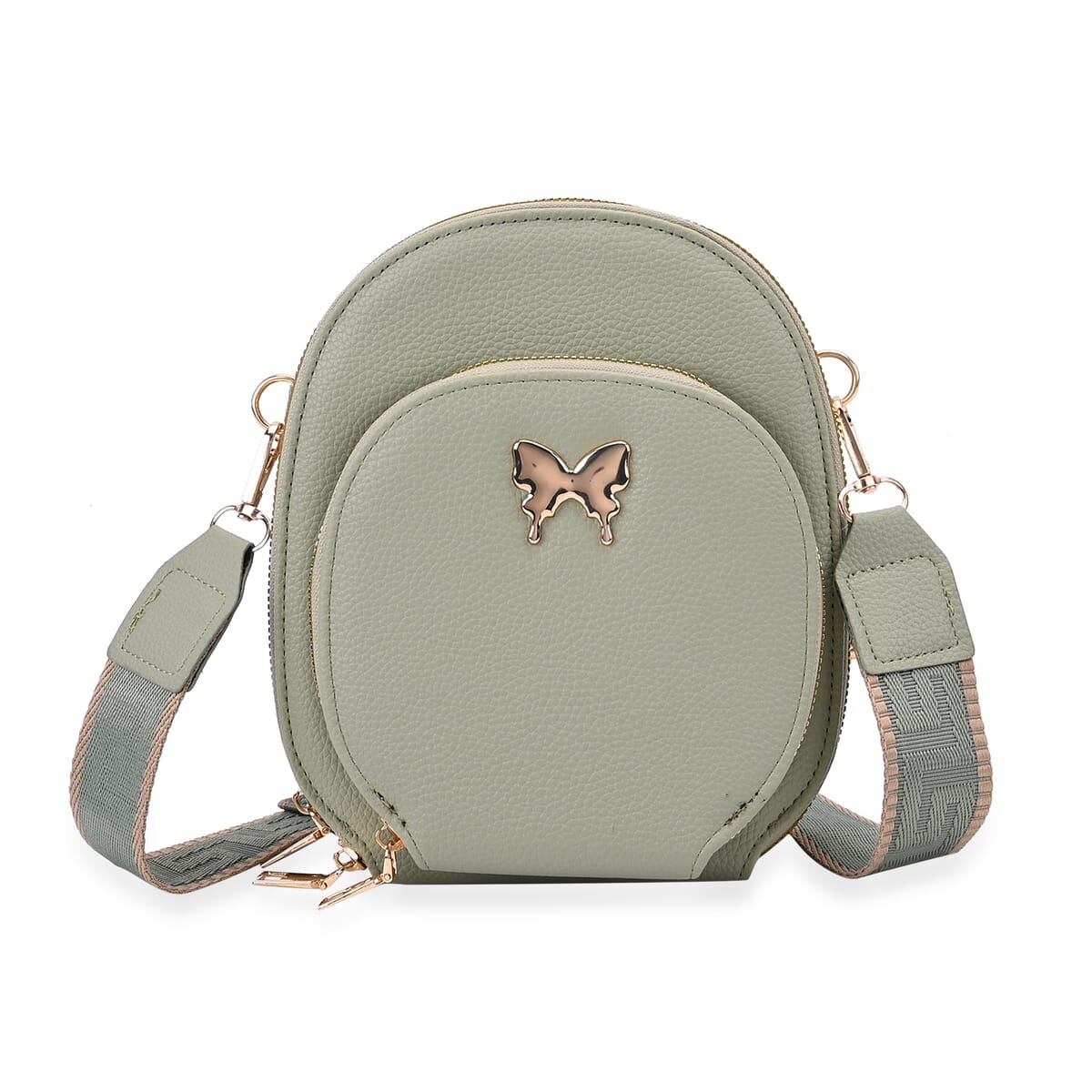 Green Faux Leather Crossbody Bag with Adjustable Shoulder Strap image number 0