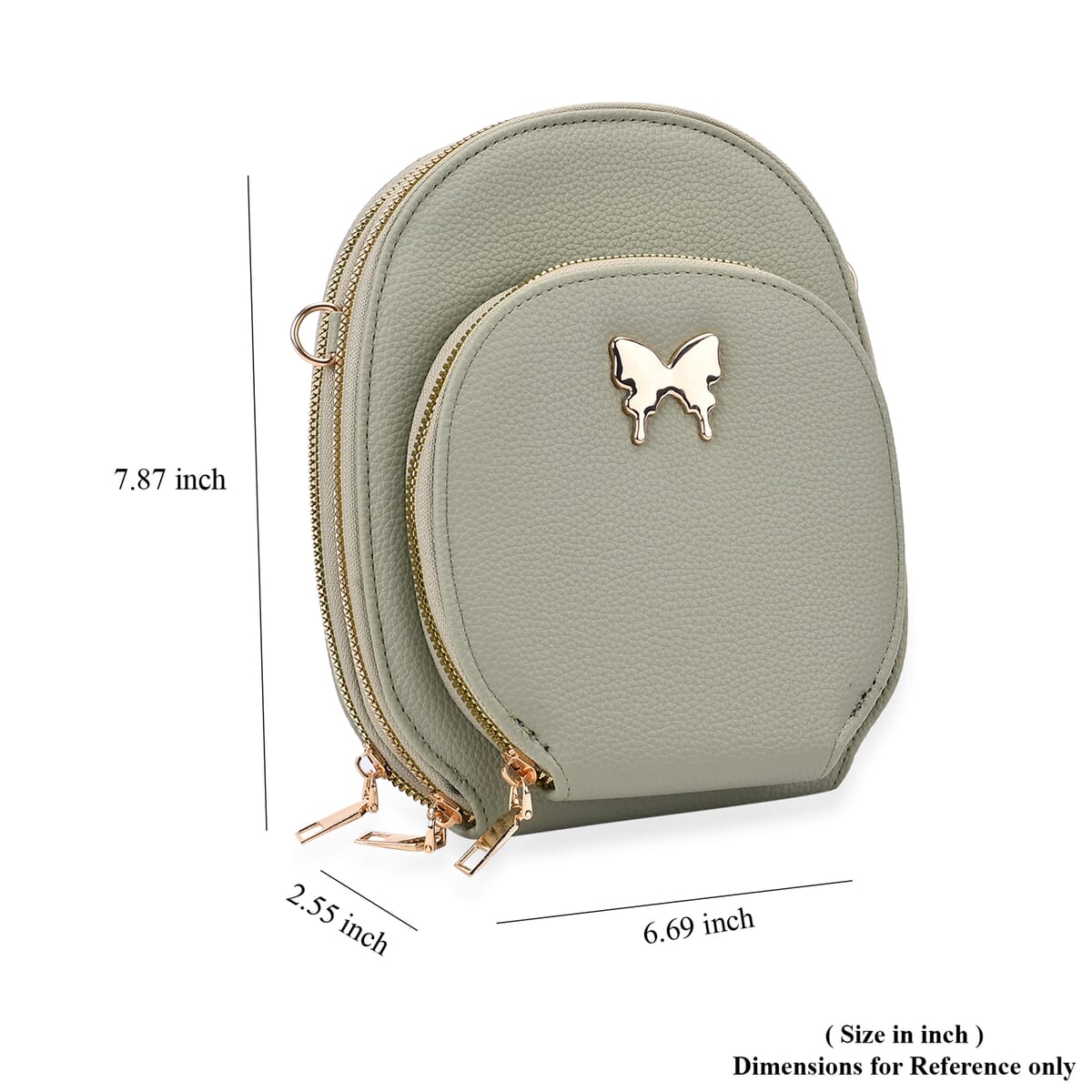 Green Faux Leather Crossbody Bag with Adjustable Shoulder Strap image number 4