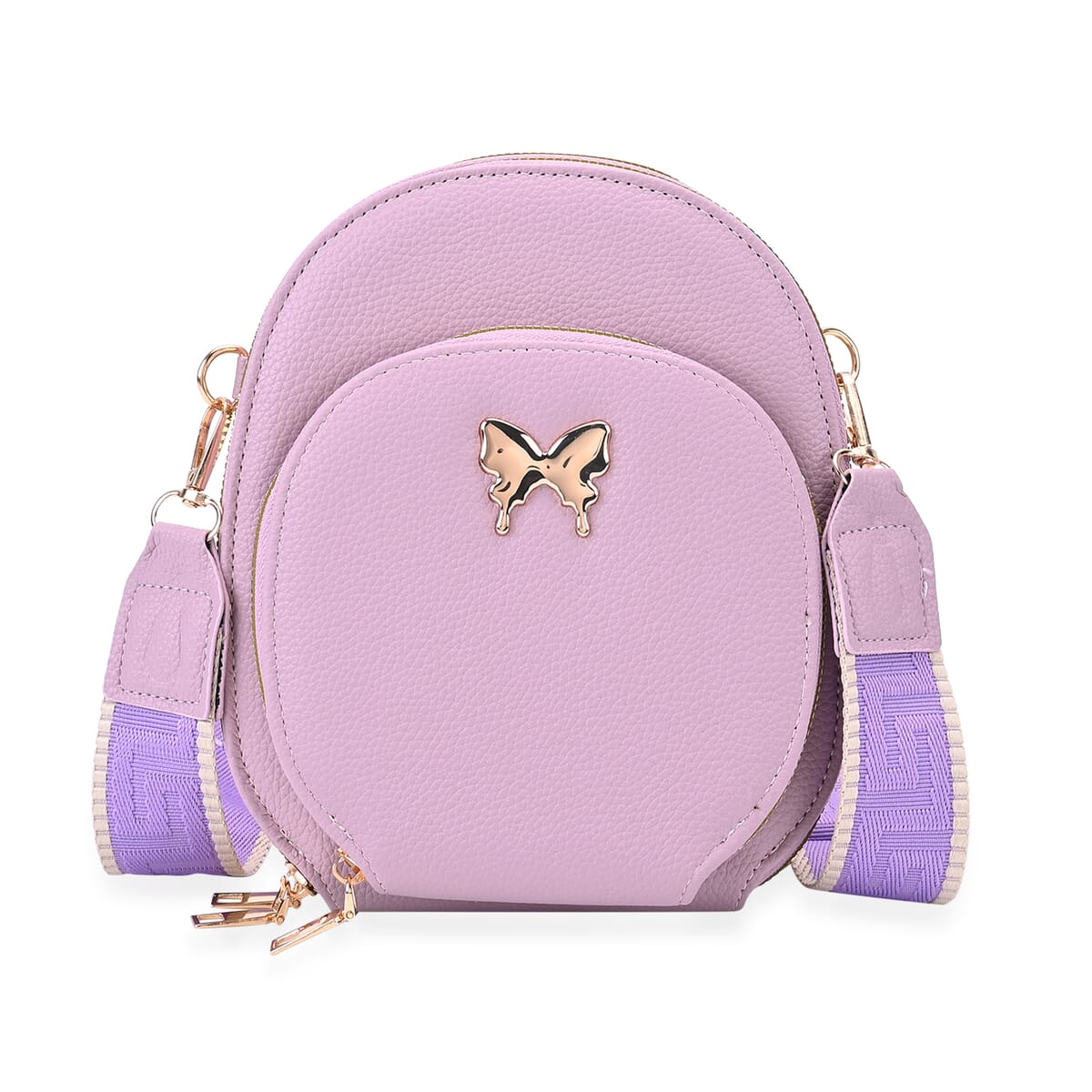 Purple Faux Leather Crossbody Bag with Adjustable Shoulder Strap image number 0
