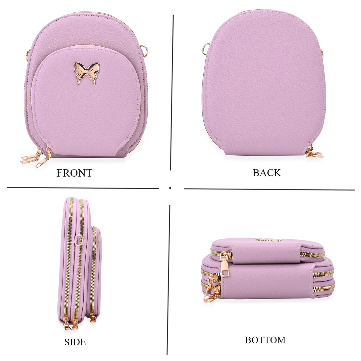 Purple Faux Leather Crossbody Bag with Adjustable Shoulder Strap image number 1