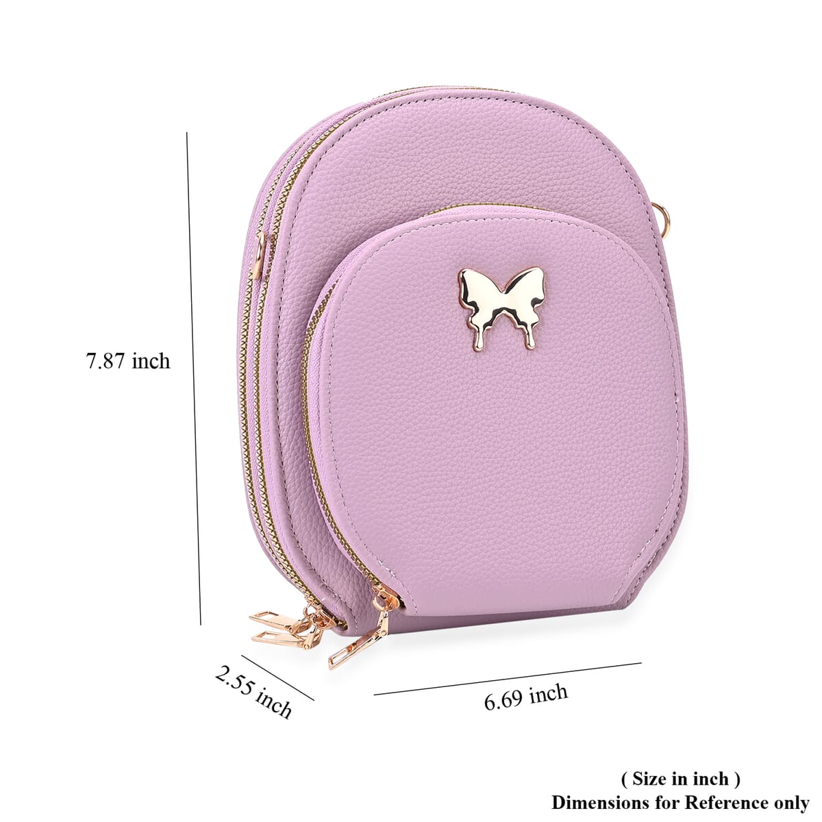 Purple Faux Leather Crossbody Bag with Adjustable Shoulder Strap image number 4