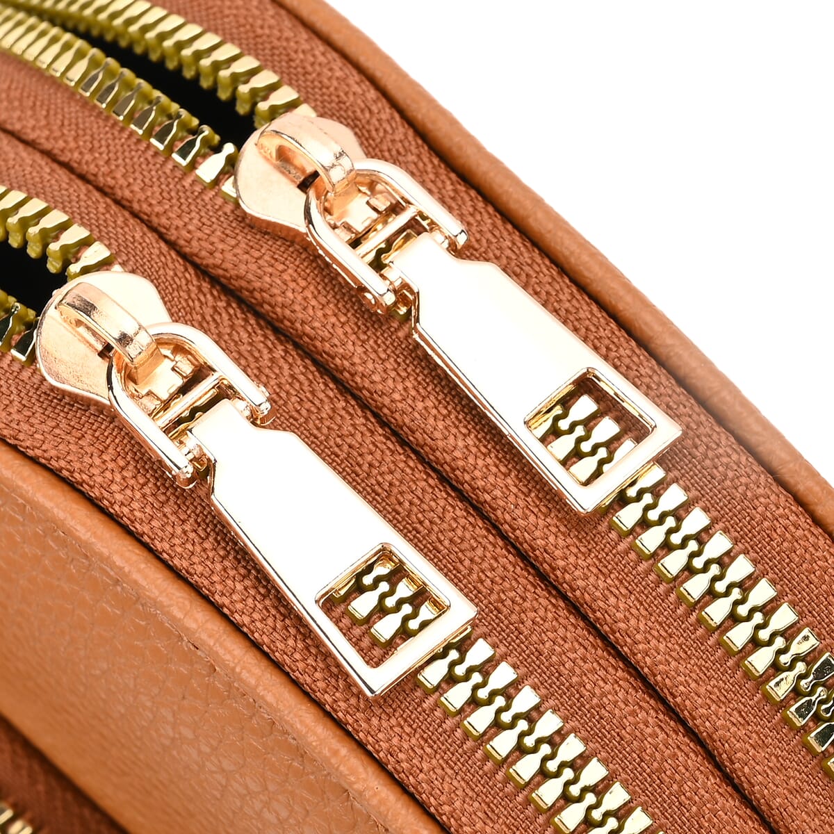 Tan Faux Leather Crossbody Bag with Adjustable Shoulder Strap image number 3