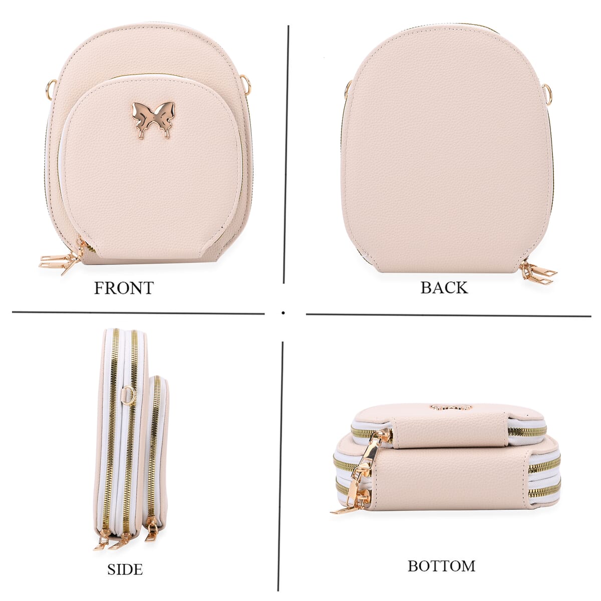 Off White Faux Leather Crossbody Bag with Adjustable Shoulder Strap image number 1