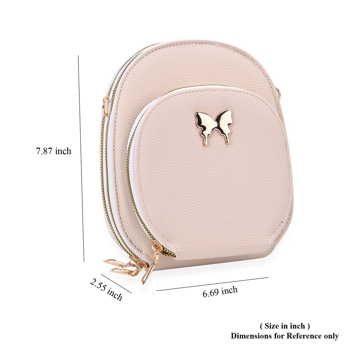 Off White Faux Leather Crossbody Bag with Adjustable Shoulder Strap image number 4