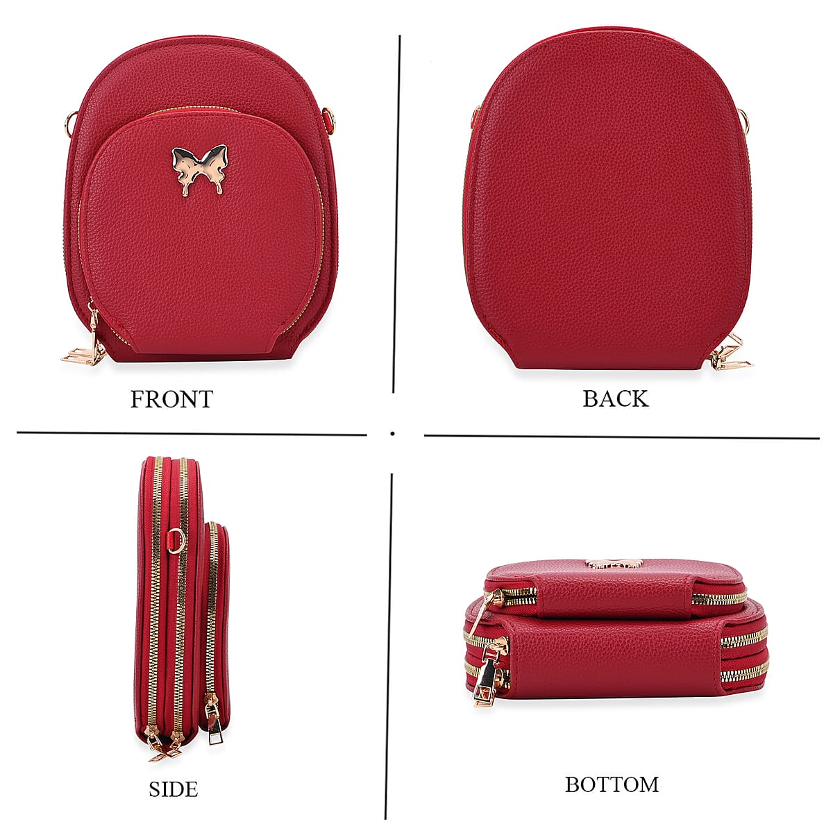 Wine Red Faux Leather Crossbody Bag with Adjustable Shoulder Strap image number 1