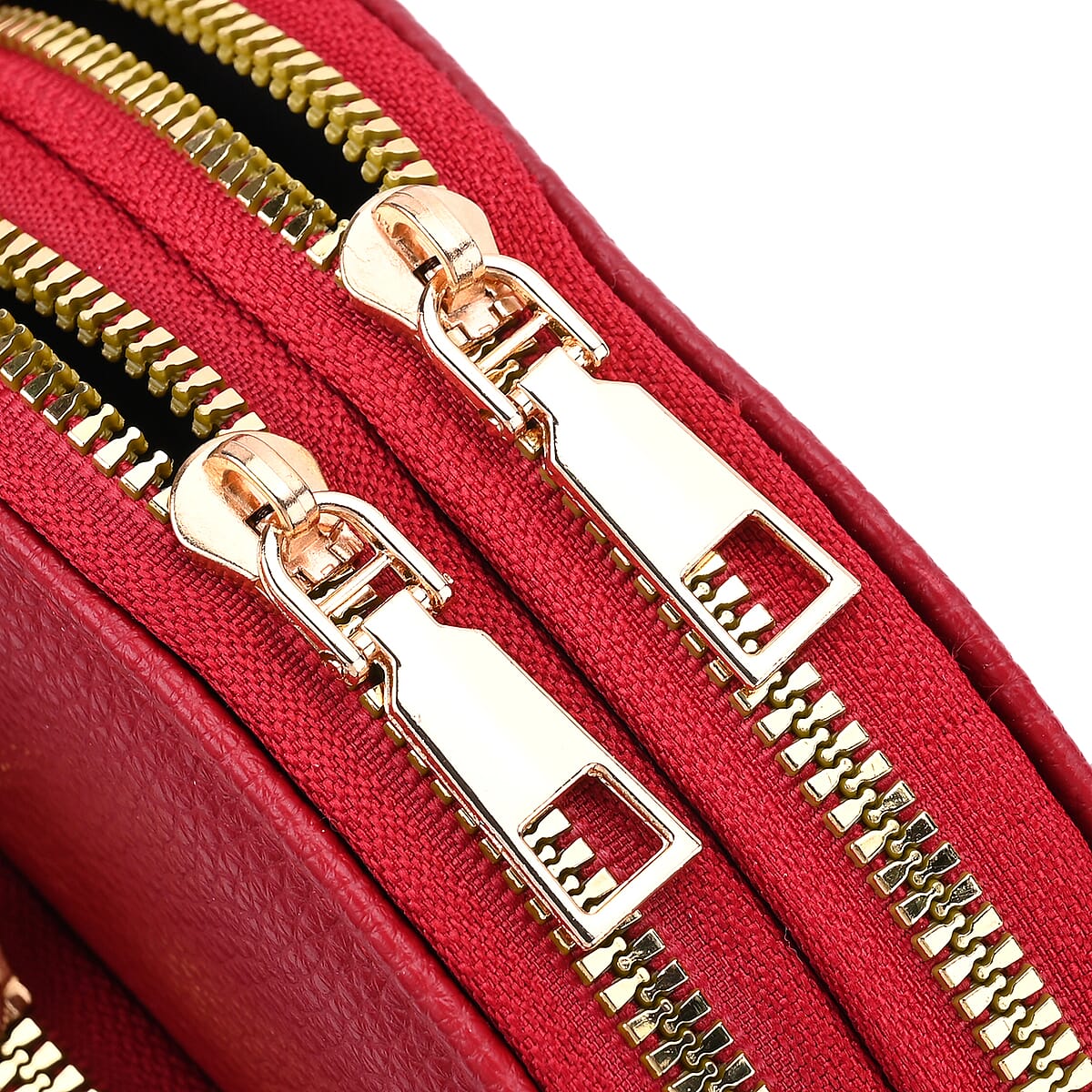 Wine Red Faux Leather Crossbody Bag with Adjustable Shoulder Strap image number 3