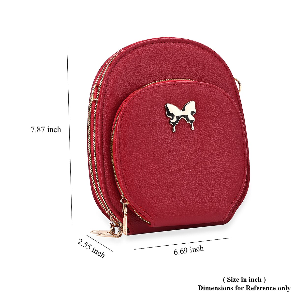 Wine Red Faux Leather Crossbody Bag with Adjustable Shoulder Strap image number 4