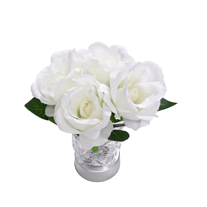 LED Artificial White Rose LED Lamp with Remote Control