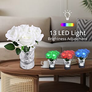 LED Artificial White Rose LED Lamp with Remote Control