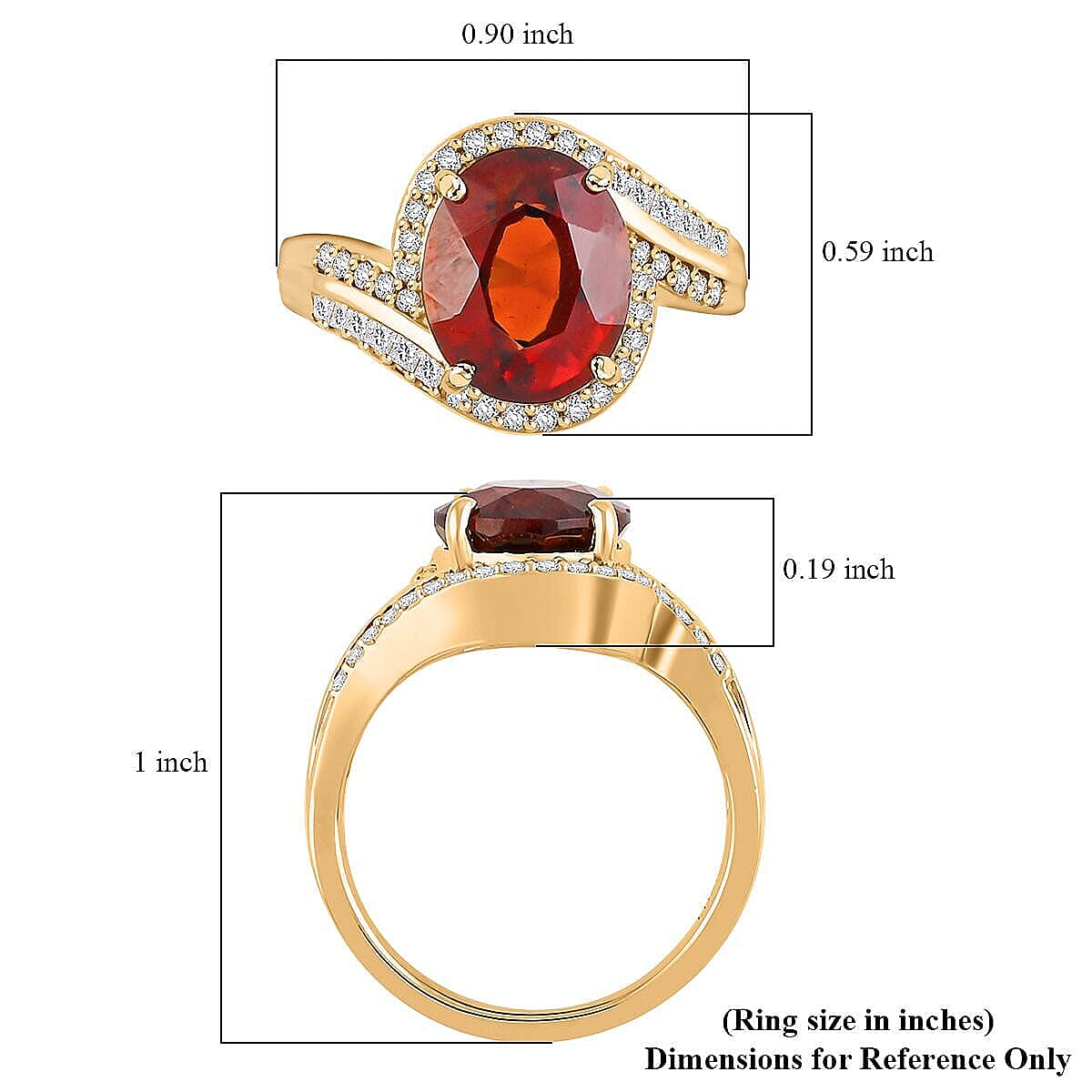 Certified & Appraised Luxoro 10K Yellow Gold AAA Sri Lankan Honey Garnet, Diamond (G-H, I2) (0.44 cts) Ring (Size 11.5) (4.38 g) 5.25 ctw image number 5