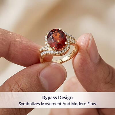 Luxoro 10K Yellow Gold AAA Ceylon Garnet, Diamond (G-H, I2) (0.44 cts) Ring (Size 12.0) (4.38 g) 5.25 ctw