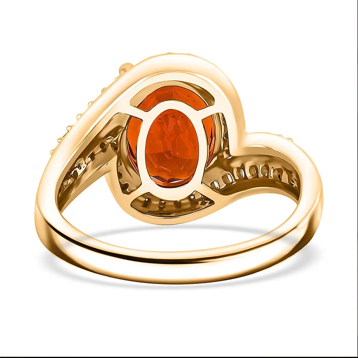Luxoro AAA Ceylon Honey Garnet and G-H I2 Diamond 5.25 ctw Ring in 10K Yellow Gold (Size 7.0) 4.38 Grams image number 6