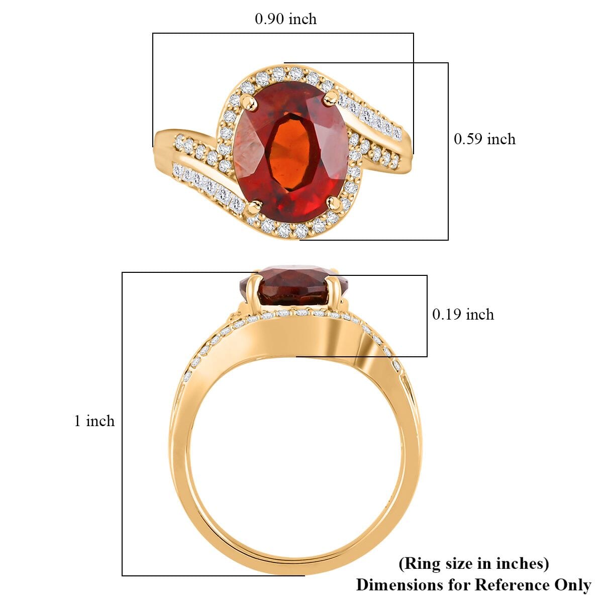Certified & Appraised Luxoro AAA Sri Lankan Honey Garnet and G-H I2 Diamond 5.25 ctw Ring in 10K Yellow Gold (Size 8.0) 4.38 g Grams image number 5