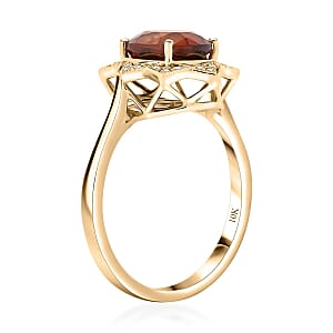 Luxoro AAA Ceylon Honey Garnet, Diamond Ring in 10K Yellow Gold 4.00 ctw (Size 10.0)