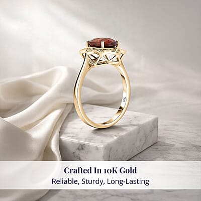Luxoro AAA Ceylon Honey Garnet, Diamond Ring in 10K Yellow Gold 4.00 ctw (Size 12.0)