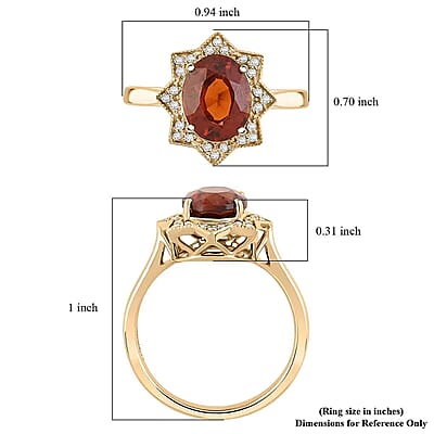 Luxoro AAA Ceylon Honey Garnet, Diamond Ring in 10K Yellow Gold 4.00 ctw (Size 12.0)