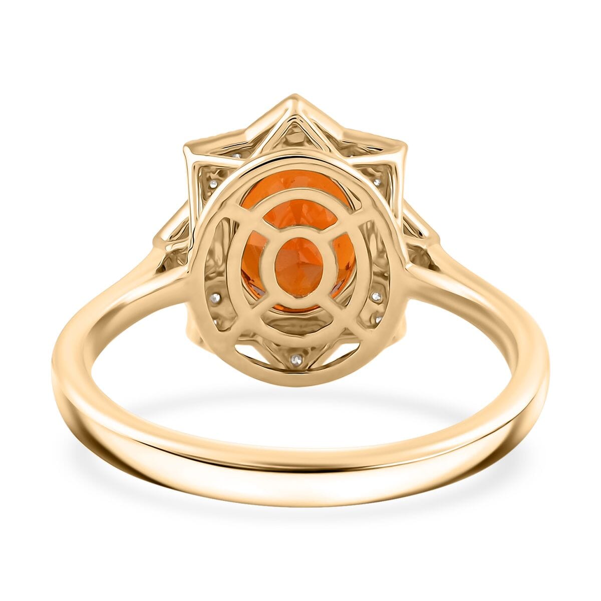 Luxoro AAA Tanzanian Sunlit Garnet and G-H I2 Diamond 4.00 ctw Ring in 10K Yellow Gold (Size 6.0) image number 4