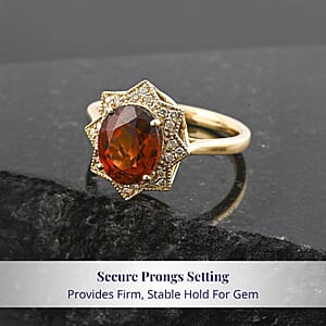 Luxoro AAA Ceylon Honey Garnet, Diamond Ring in 10K Yellow Gold 4.00 ctw (Size 7.5)