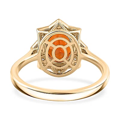 Luxoro AAA Ceylon Honey Garnet, Diamond Ring in 10K Yellow Gold 4.00 ctw (Size 8.0)