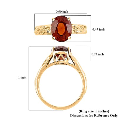 Luxoro AAA Ceylon Honey Garnet Solitaire Ring in 10K Yellow Gold 3.30 ctw (Size 10.0)
