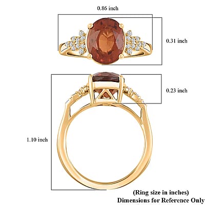 Luxoro AAA Ceylon Honey Garnet and G-H I2 Diamond 3.45 ctw Ring in 10K Yellow Gold (Size 10.0)
