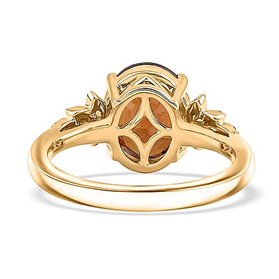 Luxoro AAA Ceylon Honey Garnet and G-H I2 Diamond 3.45 ctw Ring in 10K Yellow Gold (Size 10.0)