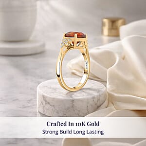 Luxoro AAA AAA Ratnapura Hessonite and G-H I2 Diamond 3.45 ctw Ring in 10K Yellow Gold (Size 10.5)