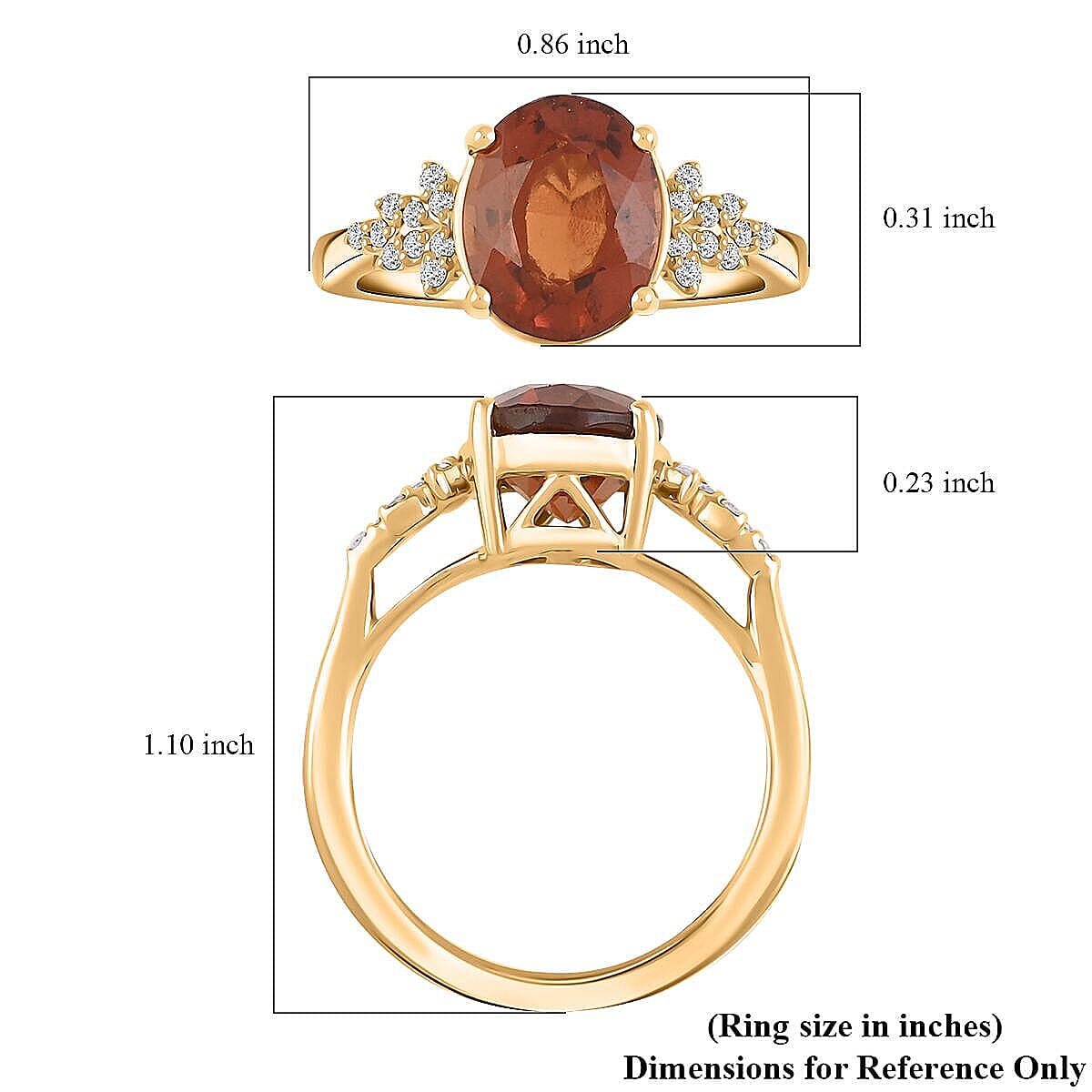Luxoro AAA AAA Ratnapura Hessonite and G-H I2 Diamond 3.45 ctw Ring in 10K Yellow Gold (Size 5.0) image number 5