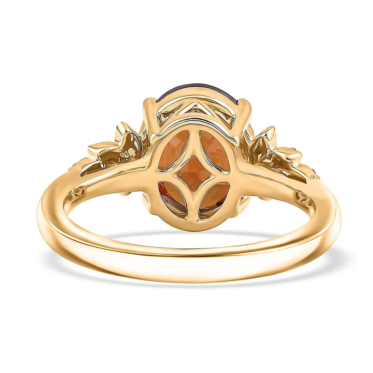 Luxoro AAA Ceylon Honey Garnet and G-H I2 Diamond 3.45 ctw Ring in 10K Yellow Gold (Size 7.5) image number 6