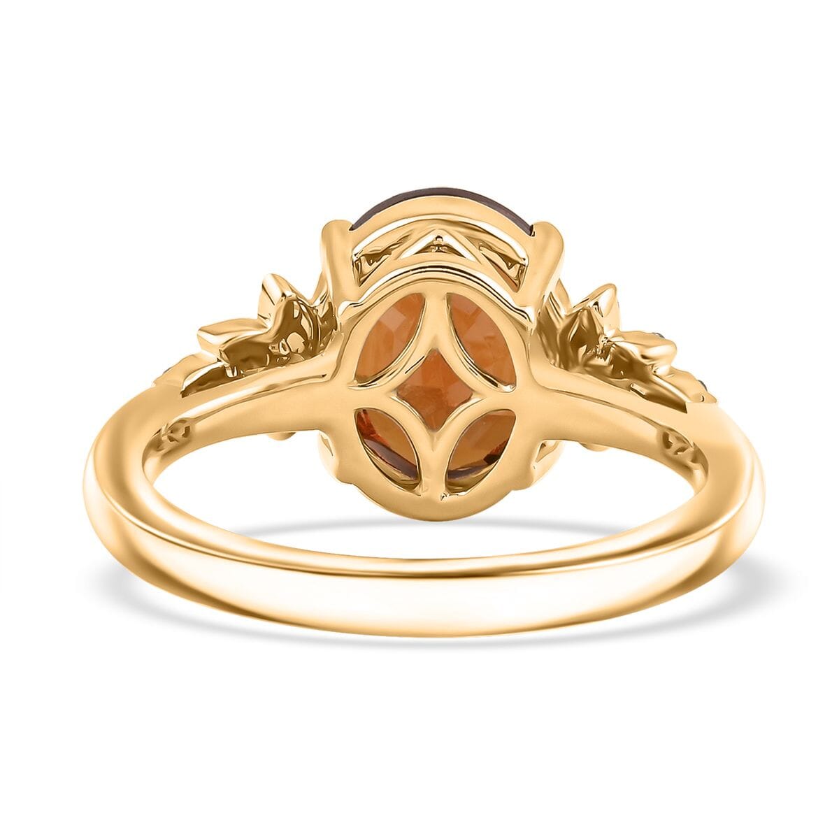 Certified & Appraised Luxoro AAA Sri Lankan Honey Garnet and G-H I2 Diamond 3.45 ctw Ring in 10K Yellow Gold (Size 8.0) image number 4