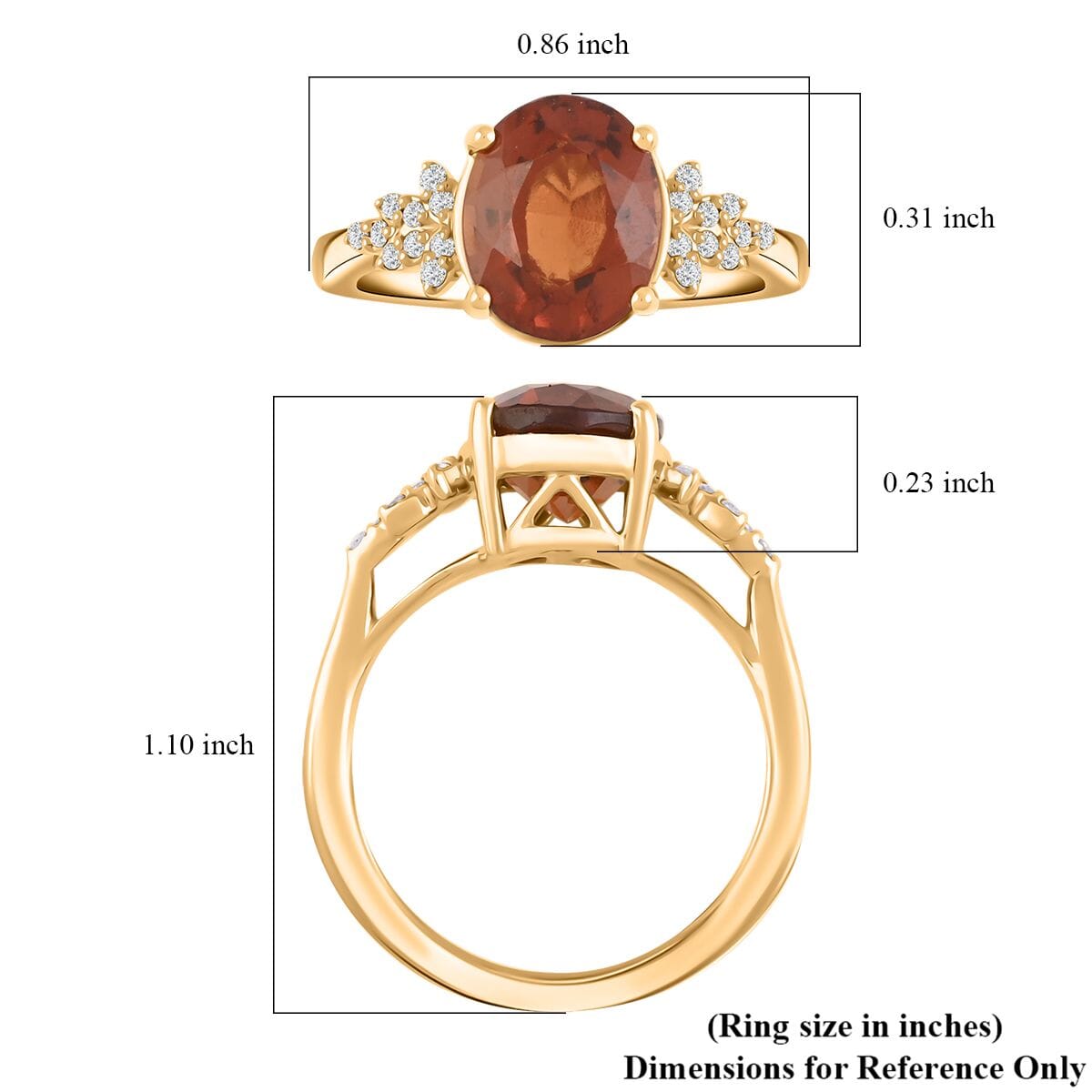 Certified & Appraised Luxoro AAA Sri Lankan Honey Garnet and G-H I2 Diamond 3.45 ctw Ring in 10K Yellow Gold (Size 8.0) image number 5