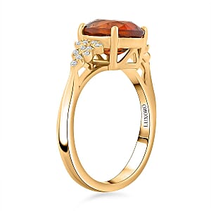 Luxoro AAA Ceylon Honey Garnet and G-H I2 Diamond 3.45 ctw Ring in 10K Yellow Gold (Size 9.5)