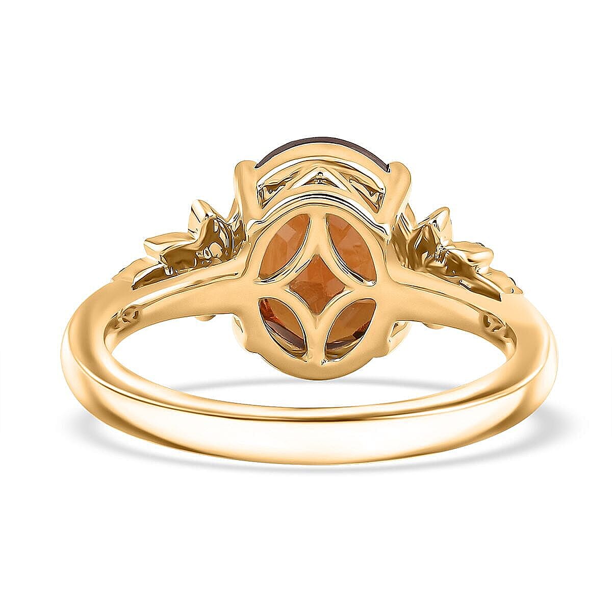 Luxoro AAA AAA Ratnapura Hessonite and G-H I2 Diamond 3.45 ctw Ring in 10K Yellow Gold (Size 9.5) image number 4