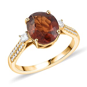 Luxoro AAA Ceylon Honey Garnet, Diamond Ring in 10K Yellow Gold 3.60 ctw (Size 10.5)