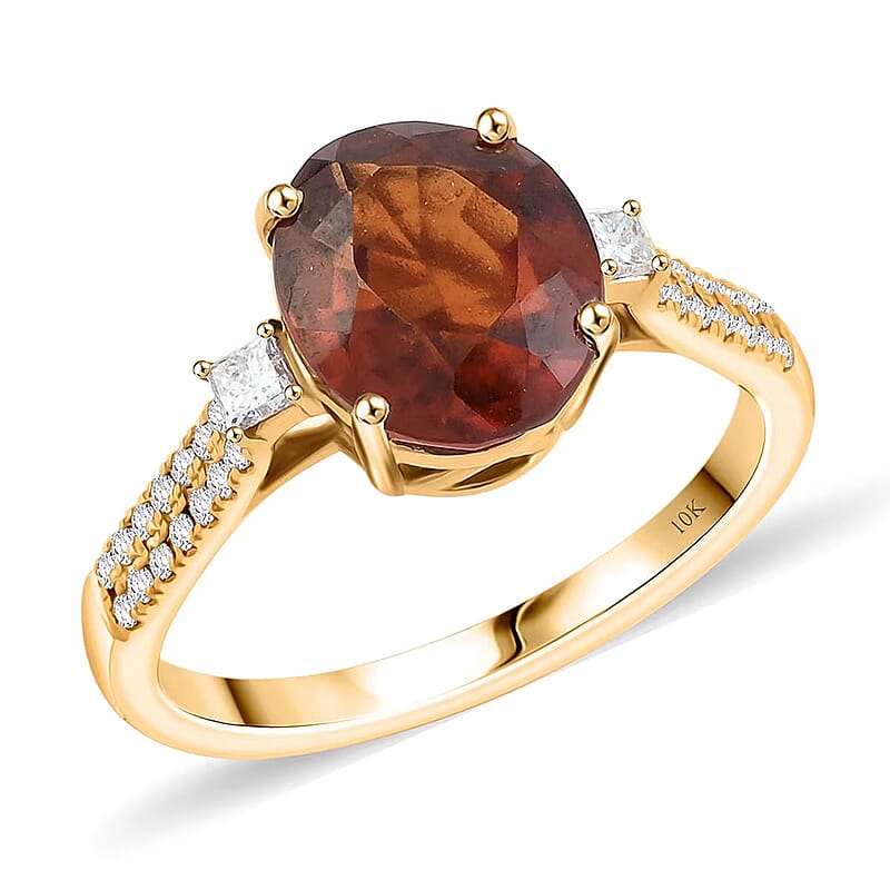 Luxoro AAA Ceylon Honey Garnet, Diamond Ring in 10K Yellow Gold 3.60 ctw (Size 11.0)
