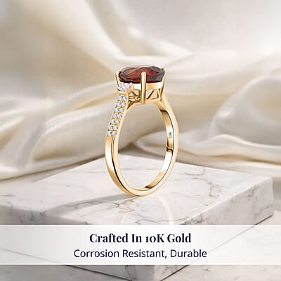 Luxoro AAA Ceylon Honey Garnet, Diamond Ring in 10K Yellow Gold 3.60 ctw (Size 12.0)