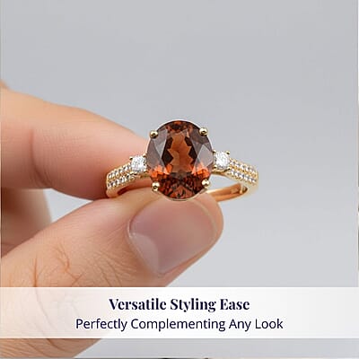 Luxoro AAA Ceylon Honey Garnet, Diamond Ring in 10K Yellow Gold 3.60 ctw (Size 12.0)