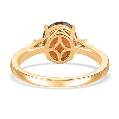Luxoro AAA Ceylon Honey Garnet, Diamond Ring in 10K Yellow Gold 3.60 ctw (Size 12.0)
