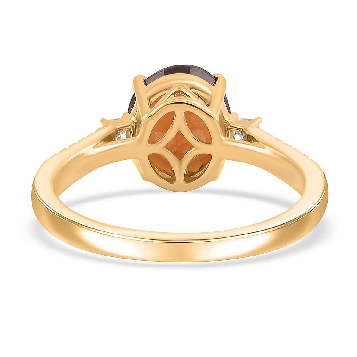 Luxoro AAA Ceylon Honey Garnet, Diamond Ring in 10K Yellow Gold 3.60 ctw (Size 5.0) image number 6
