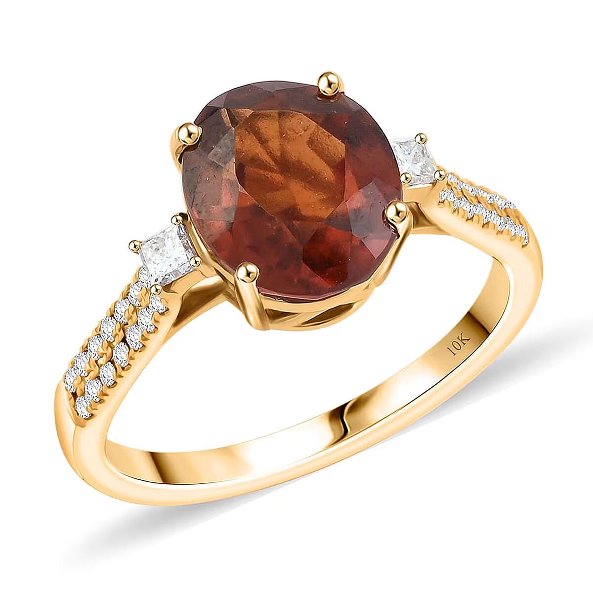 Luxoro AAA Ceylon Honey Garnet, Diamond Ring in 10K Yellow Gold 3.60 ctw (Size 5.5) image number 0