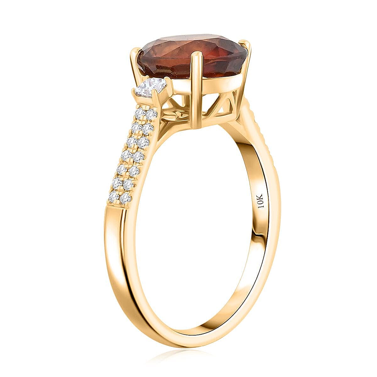 Luxoro AAA Ceylon Honey Garnet, Diamond Ring in 10K Yellow Gold 3.60 ctw (Size 6.5) image number 3