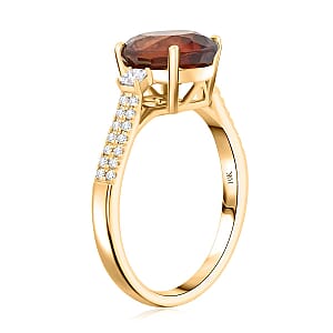 Luxoro AAA Ceylon Honey Garnet, Diamond Ring in 10K Yellow Gold 3.60 ctw (Size 6.5)