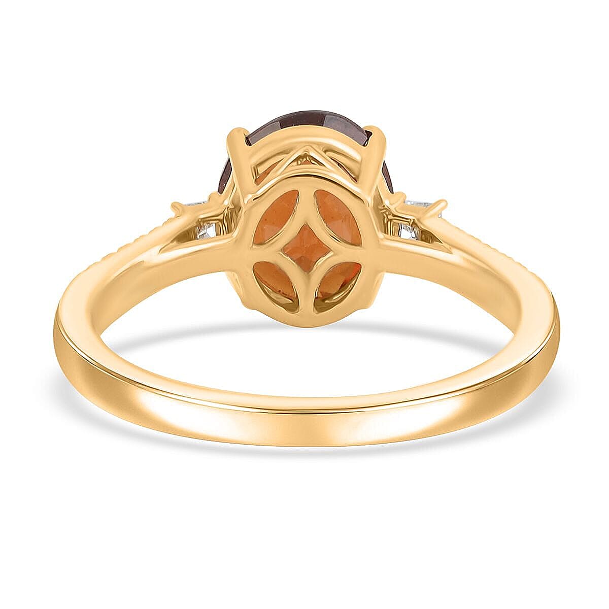 Luxoro AAA Ceylon Honey Garnet, Diamond Ring in 10K Yellow Gold 3.60 ctw (Size 6.5) image number 4