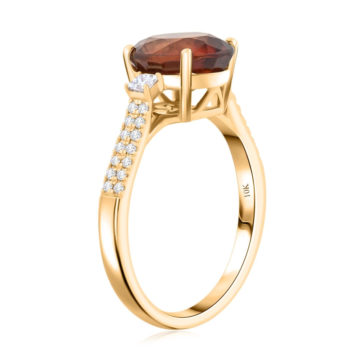 Certified & Appraised Luxoro AAA Sri Lankan Honey Garnet and G-H I2 Diamond 3.60 ctw Ring in 10K Yellow Gold (Size 7.0) image number 3