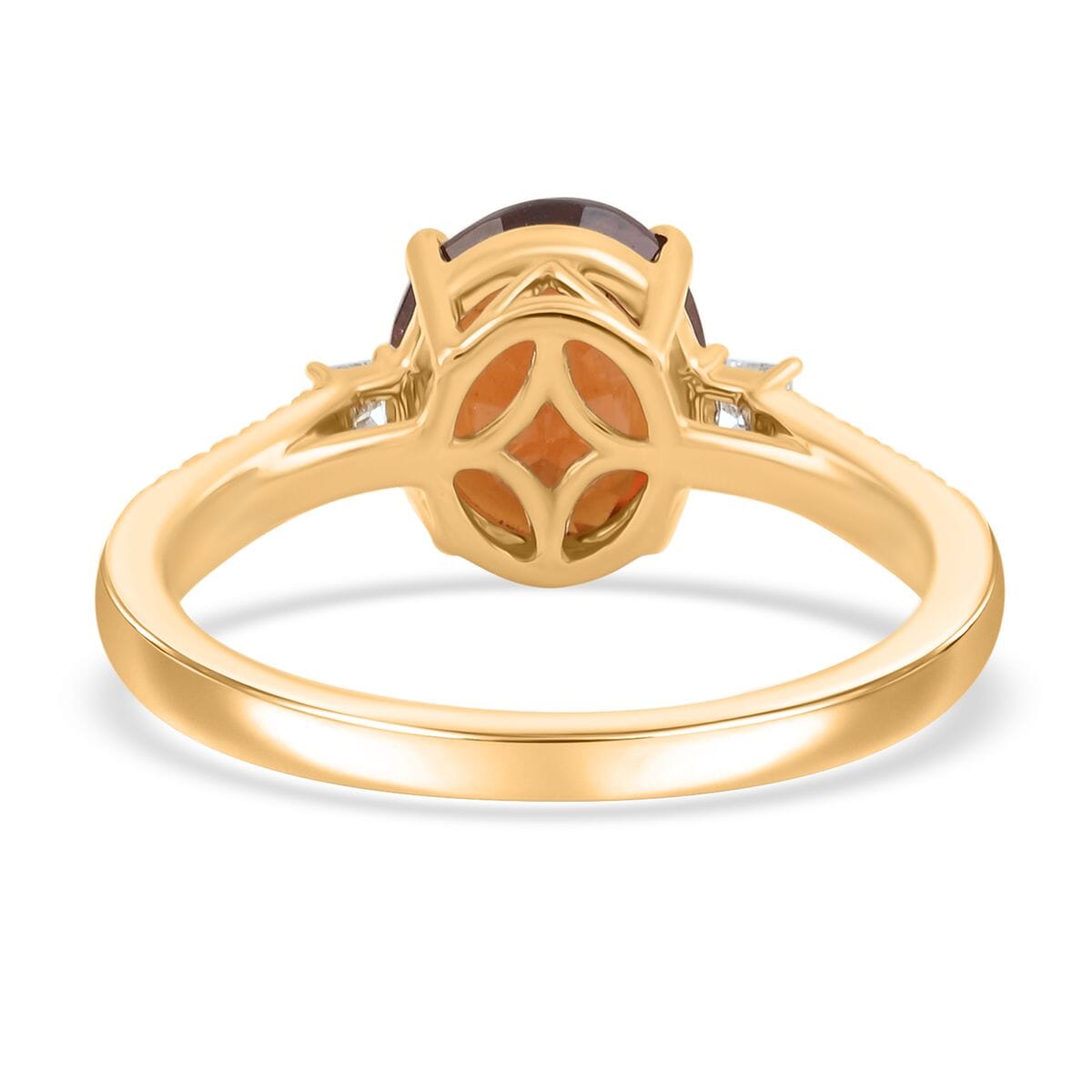 Certified & Appraised Luxoro AAA Sri Lankan Honey Garnet and G-H I2 Diamond 3.60 ctw Ring in 10K Yellow Gold (Size 7.0) image number 4