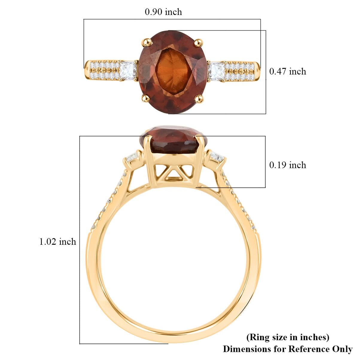 Certified & Appraised Luxoro AAA Sri Lankan Honey Garnet and G-H I2 Diamond 3.60 ctw Ring in 10K Yellow Gold (Size 7.0) image number 5