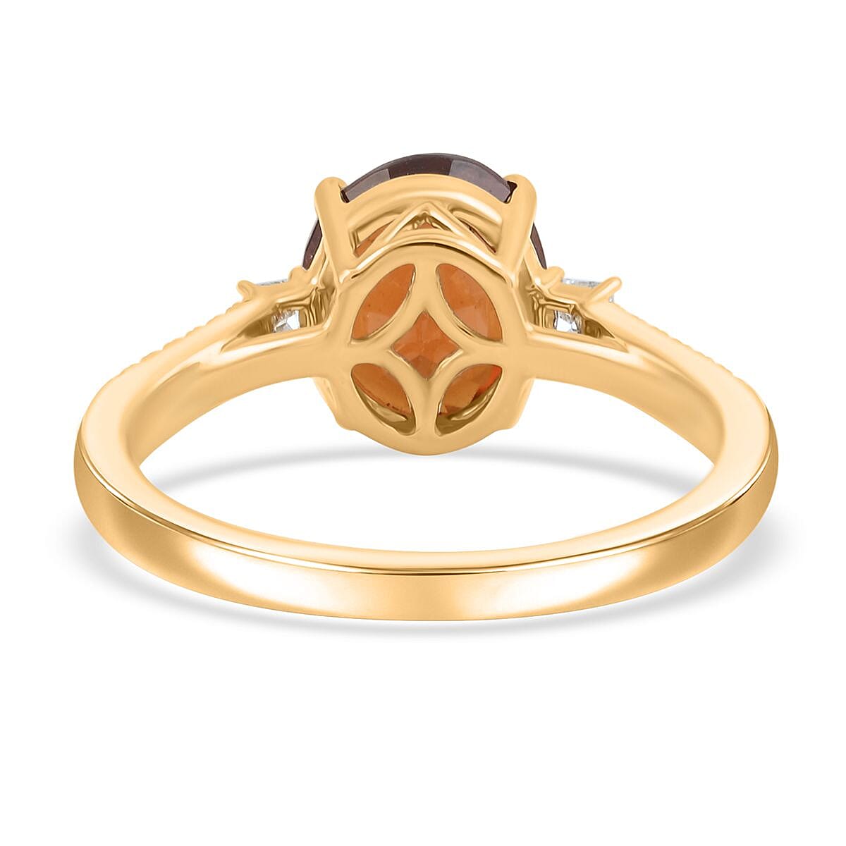 Luxoro AAA Sri Lankan Honey Garnet and G-H I2 Diamond 3.60 ctw Ring in 10K Yellow Gold (Size 8.0) image number 4