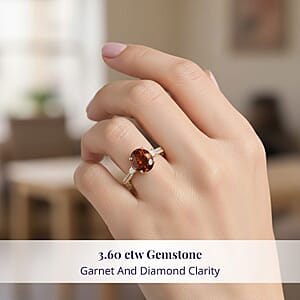 Luxoro AAA Ceylon Honey Garnet, Diamond Ring in 10K Yellow Gold 3.60 ctw (Size 8.5)