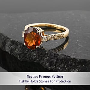 Luxoro AAA Ceylon Honey Garnet, Diamond Ring in 10K Yellow Gold 3.60 ctw (Size 8.5)
